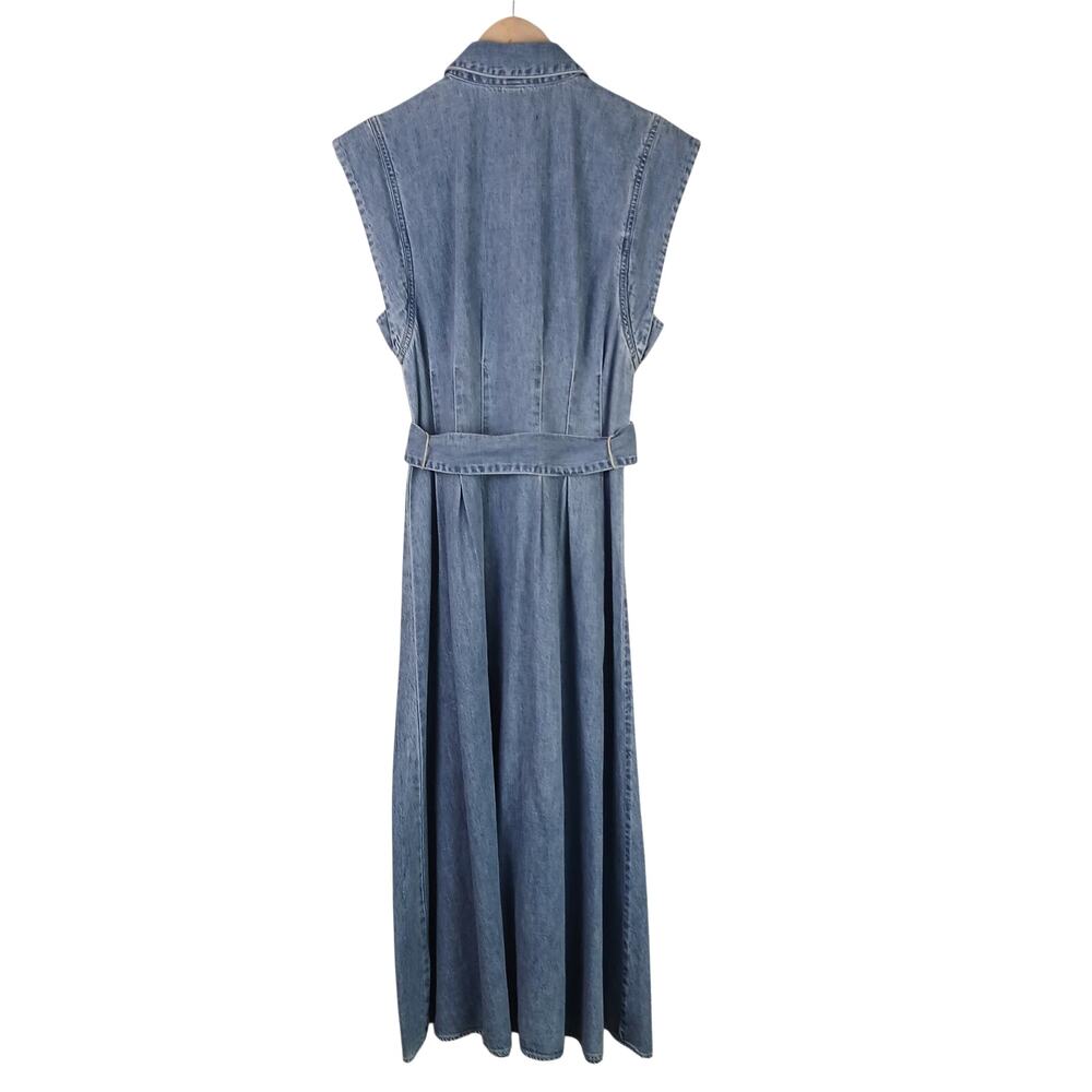 Veronica Beard Light Blue Denim Midi Shirt Dress - Picture 4 of 6